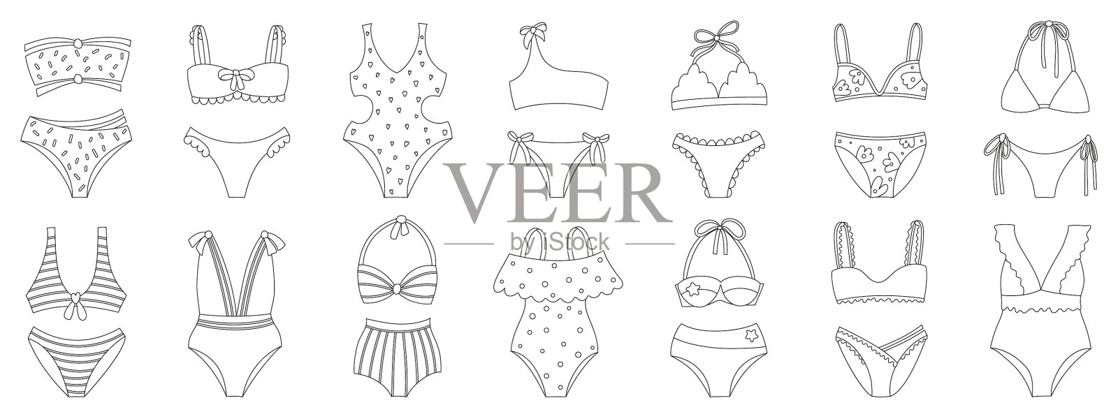 将女性泳装隔离在白色背景上插画图片素材