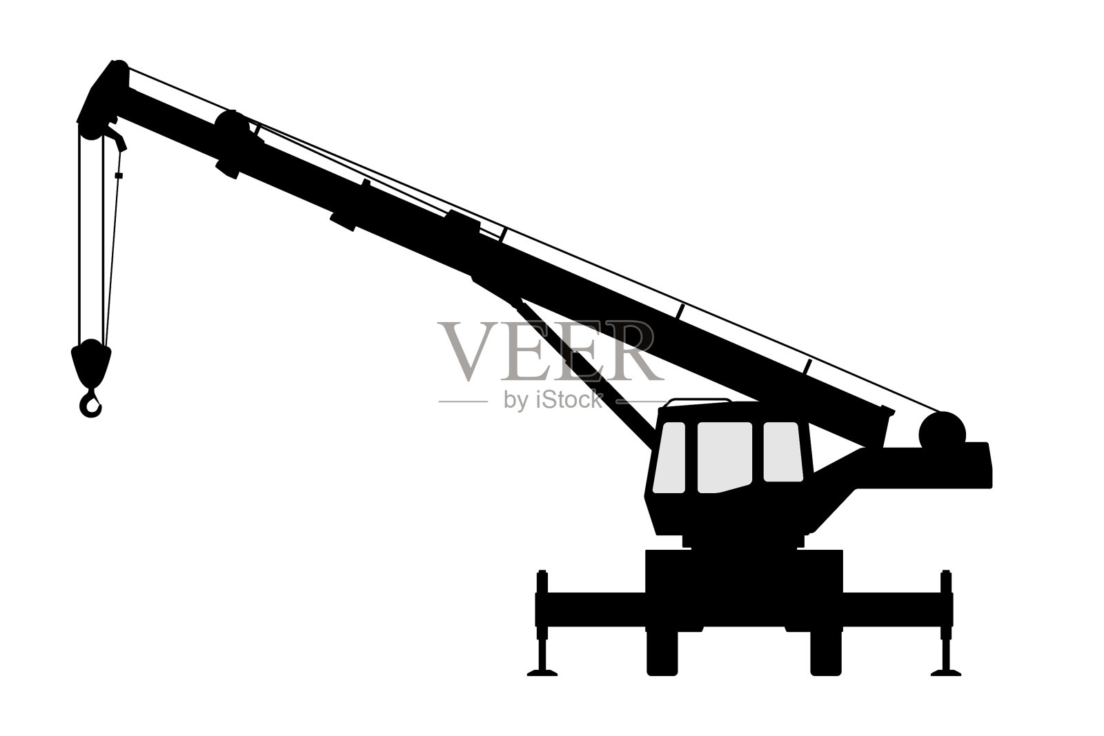 白色背景上的起重机剪影设计元素图片