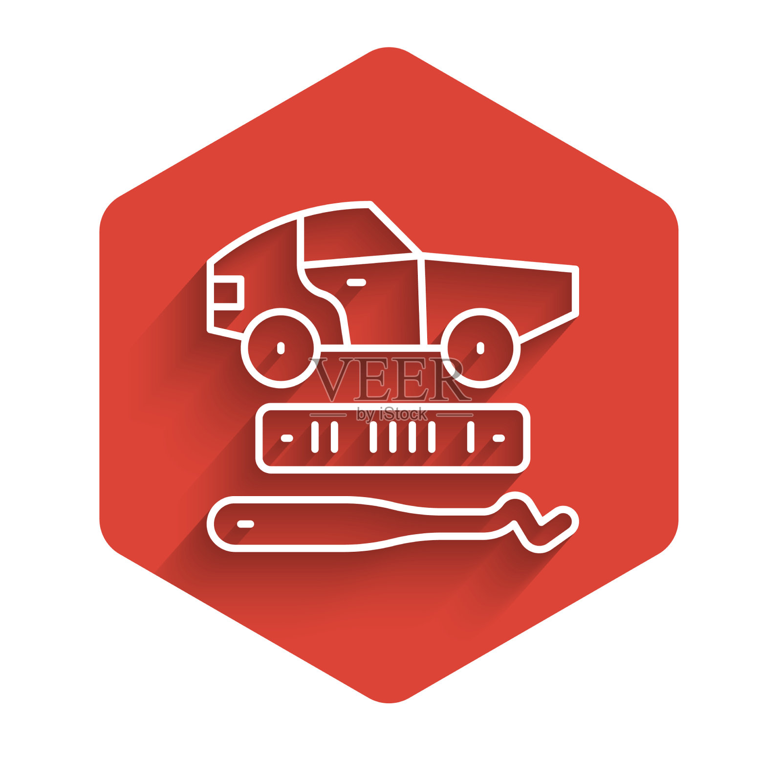 白线车盗图标孤立与长插画图片素材