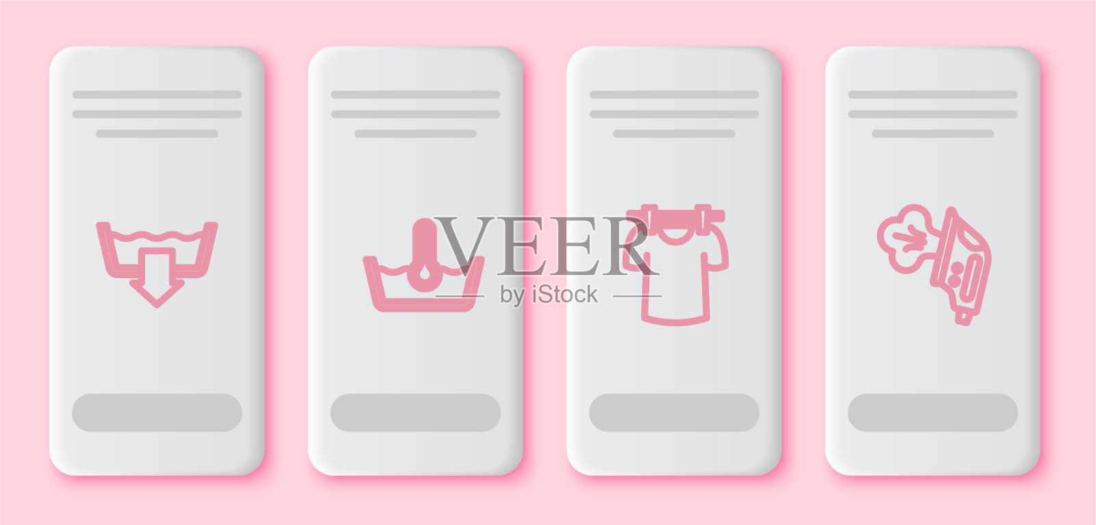 设置线洗模式，温度洗干插画图片素材