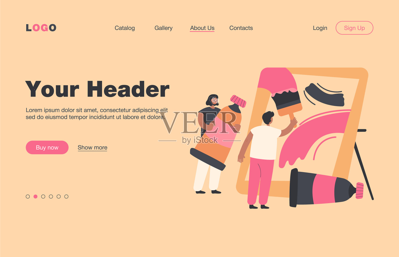 小艺术家们一起在平面上创作艺术品插画图片素材