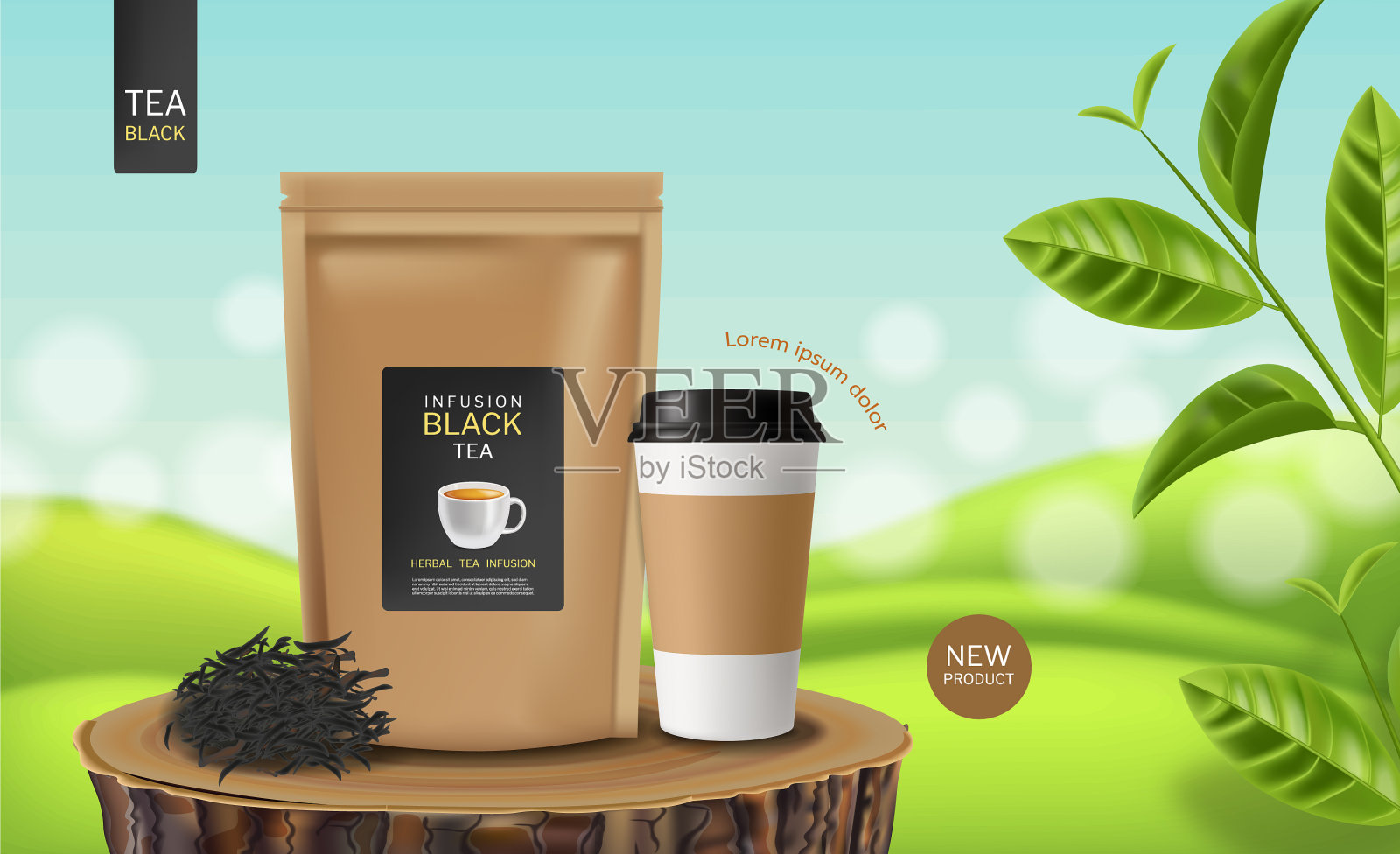 红茶包现实的产品植入插画图片素材