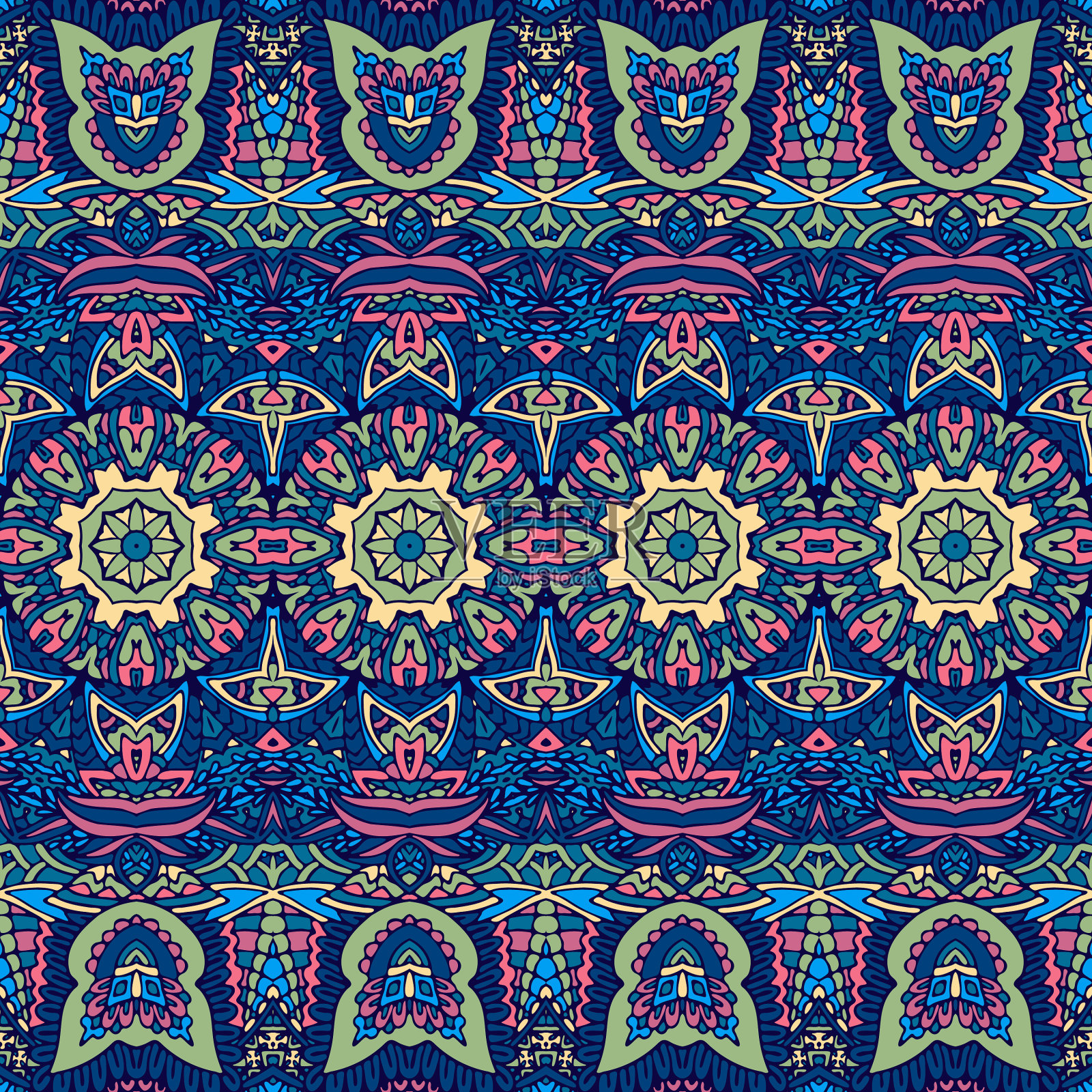 部落复古抽象几何民族无缝插画图片素材