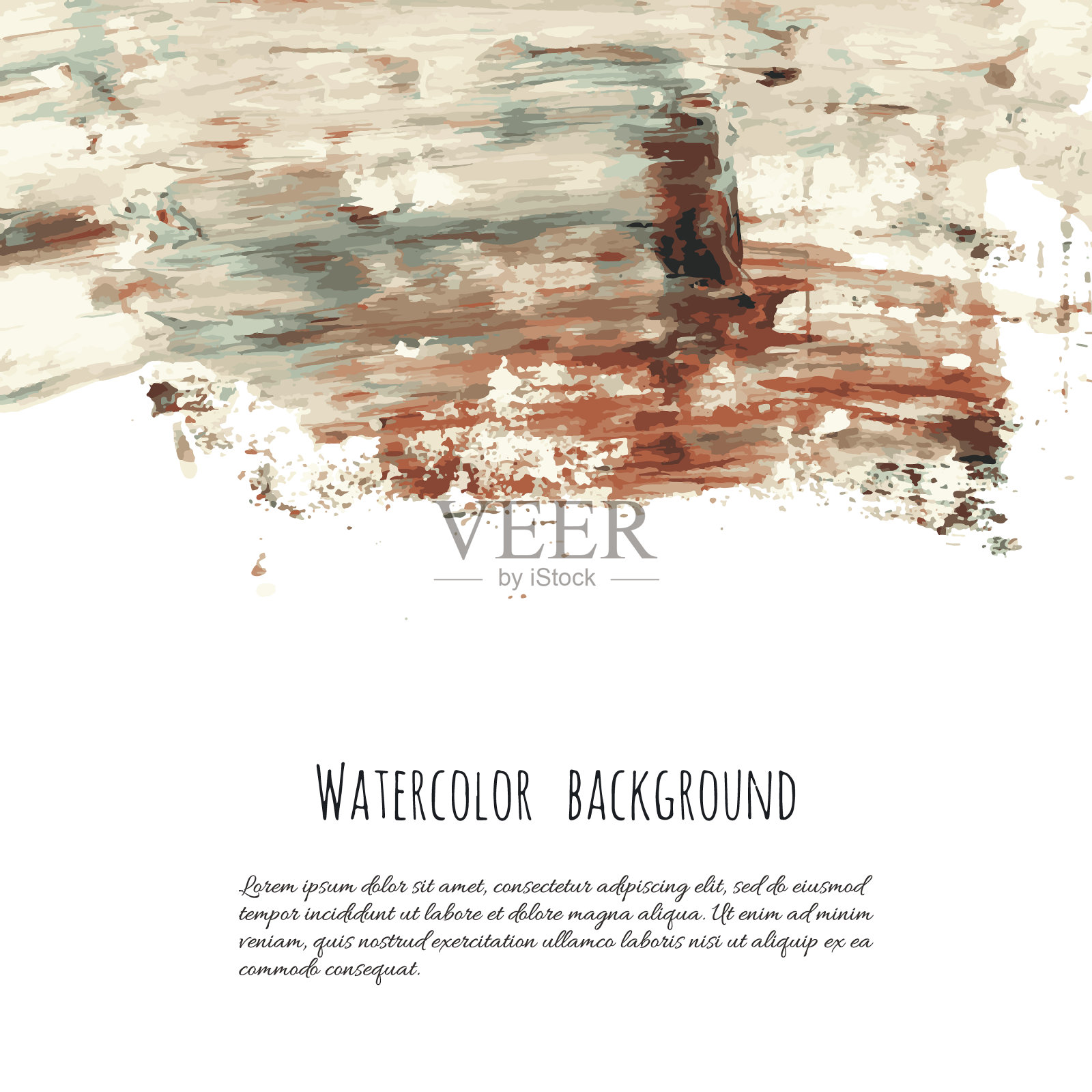 白色，米色，奶油向量涂鸦大理石水彩纹理背景。插画图片素材