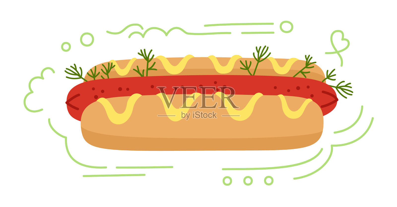 热狗美国快餐手绘漫画设计元素图片