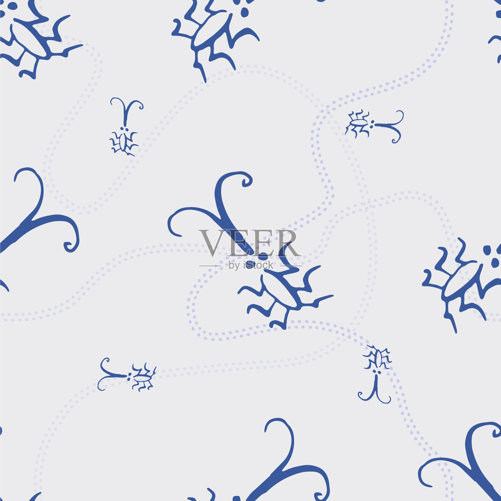 带有bug和痕迹的无缝模式插画图片素材