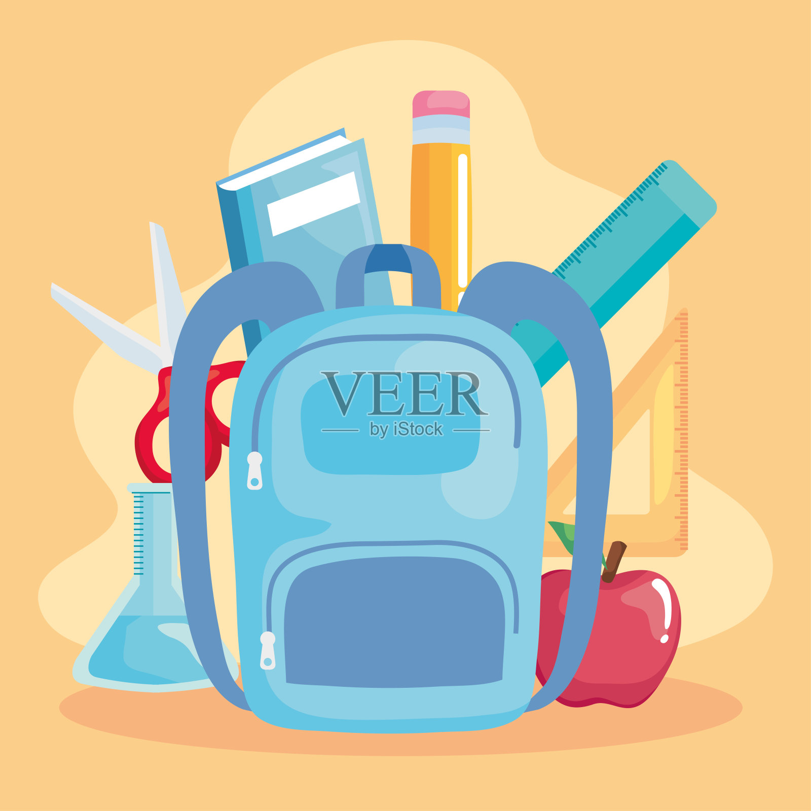 装有教育用品的书包插画图片素材