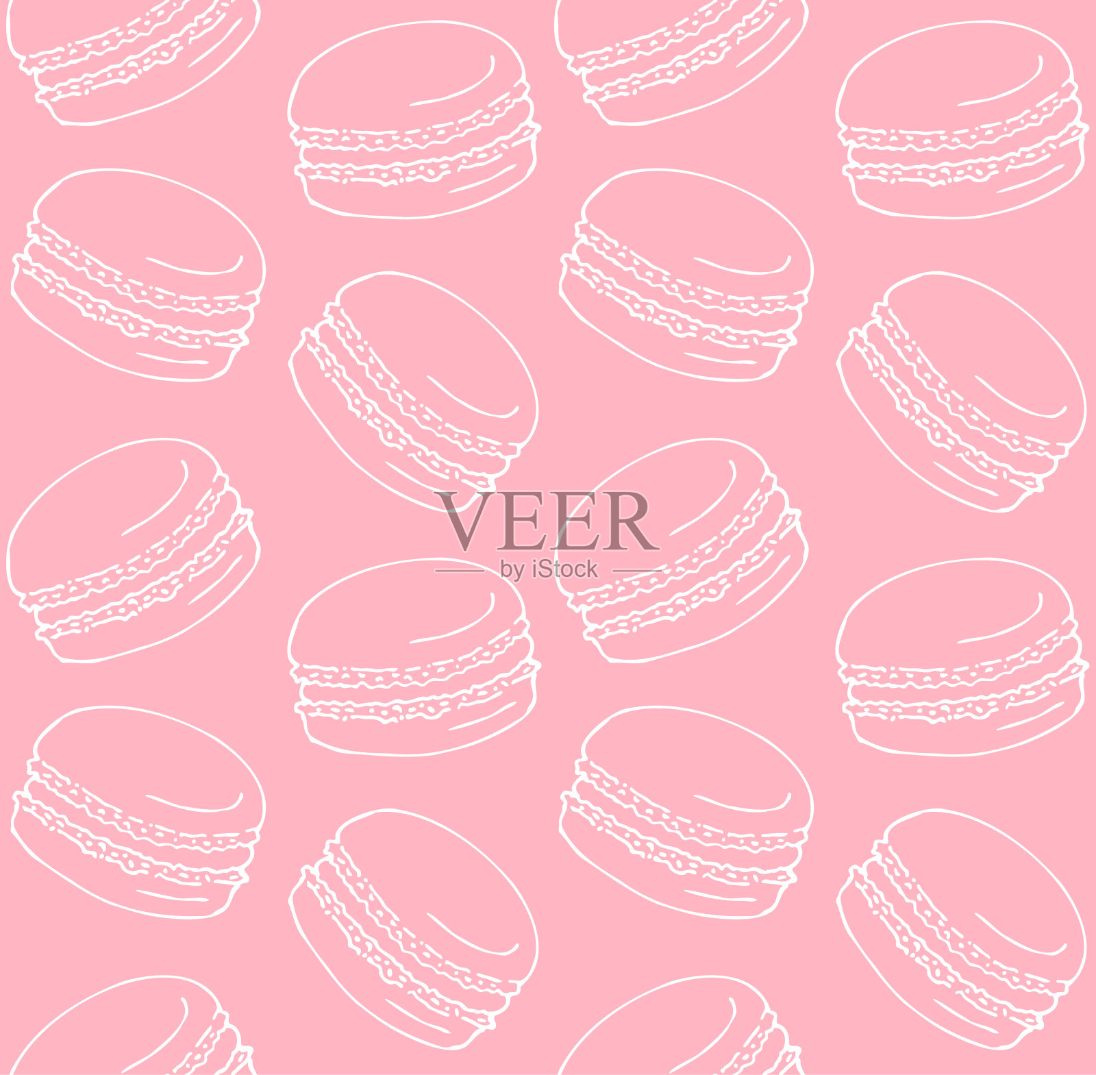 手绘涂鸦素描马卡龙派的矢量无缝模式插画图片素材