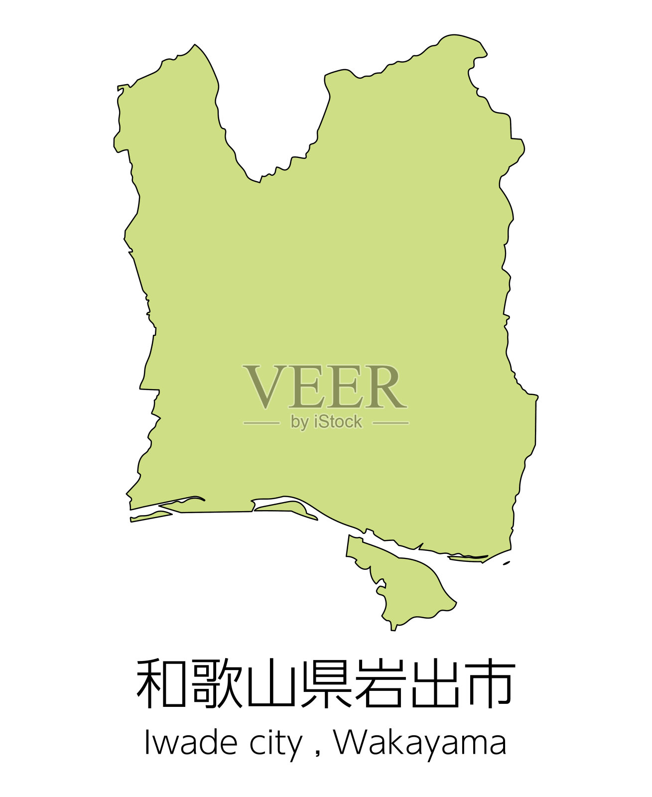 日本和歌山县岩手市地图。翻译过来就是:“和歌山县岩手市。”插画图片素材