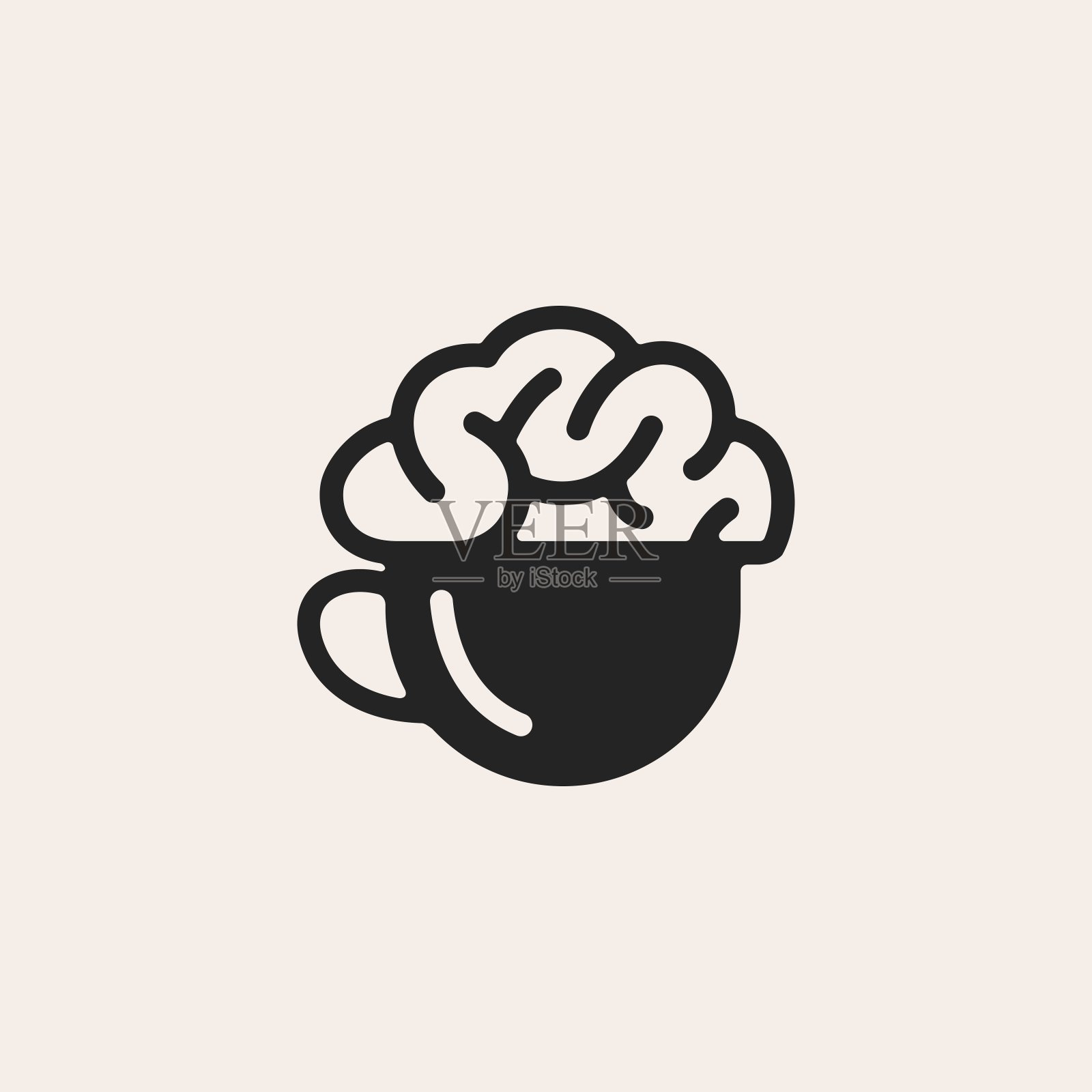 脑咖啡咖啡想法聪明的时髦复古矢量图标插图插画图片素材