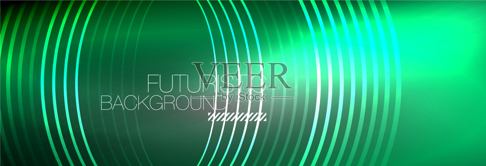 暗抽象背景与发光的霓虹灯圈插画图片素材