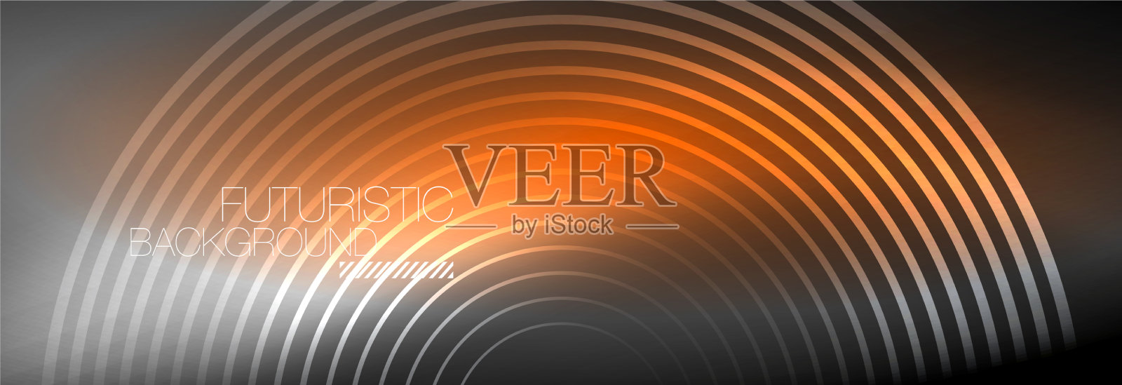 暗抽象背景与发光的霓虹灯圈插画图片素材