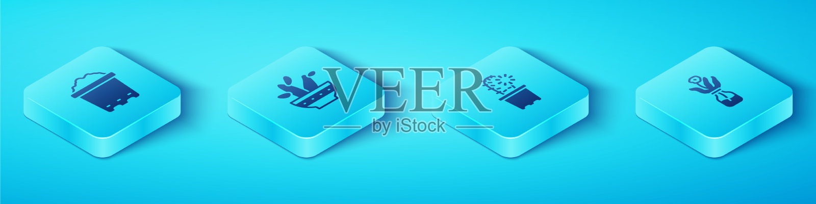 设置等距花盆与土壤仙人掌佩奥特花盆图标素材