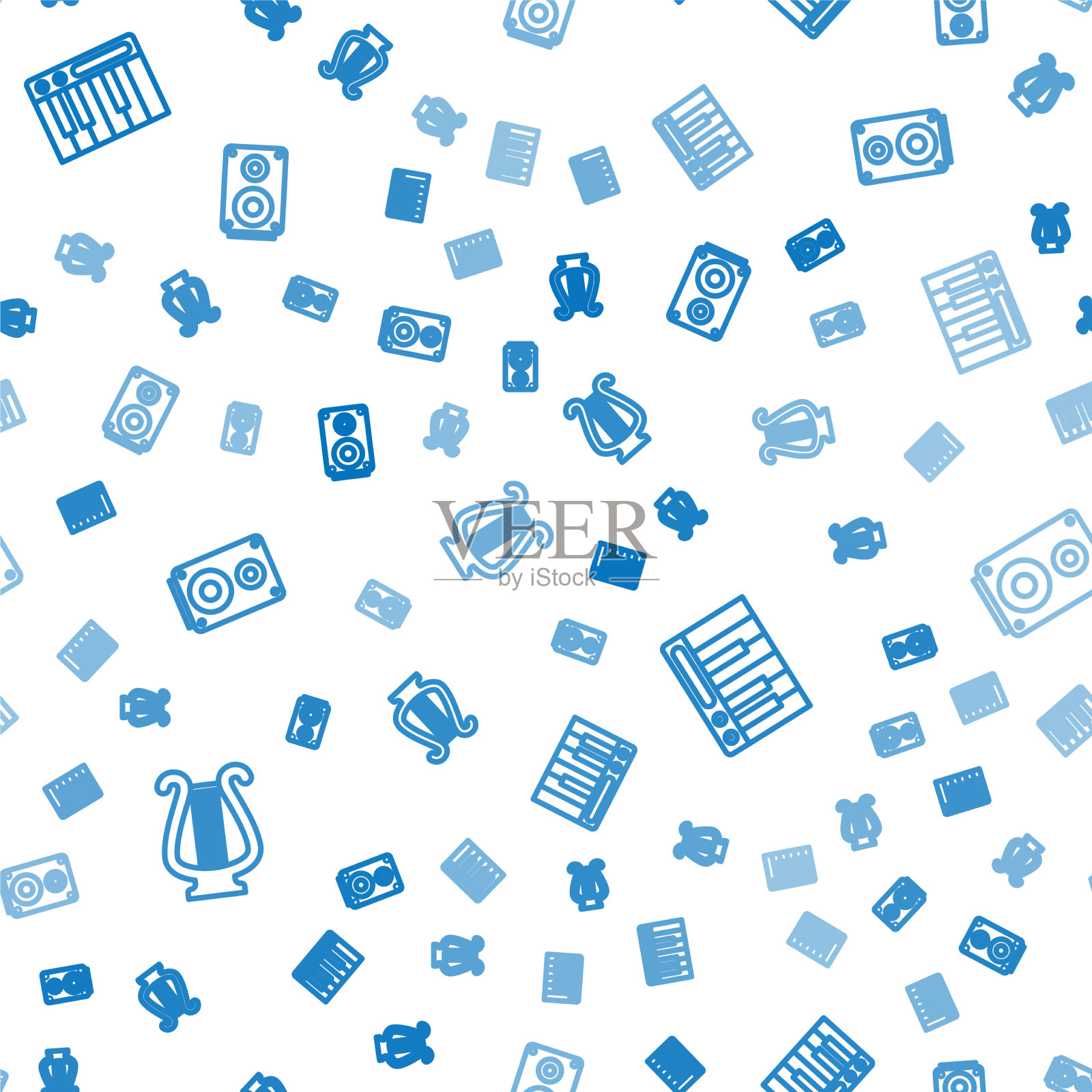 古琴的音乐合成器和集线图标素材