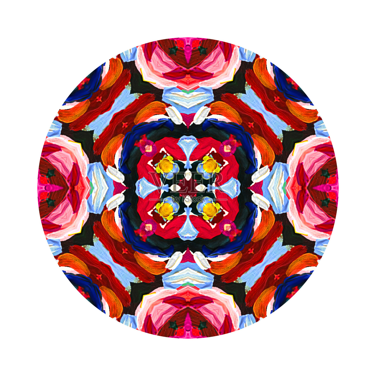 彩色曼荼罗在白色背景插画图片素材