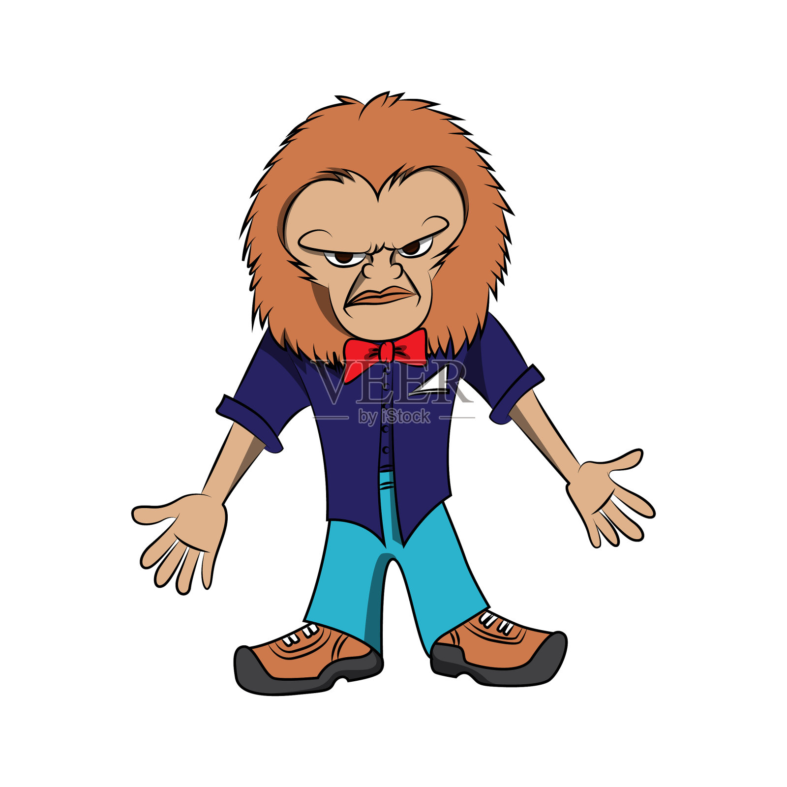 时尚的愤怒的猴子吉祥物卡通设计元素图片