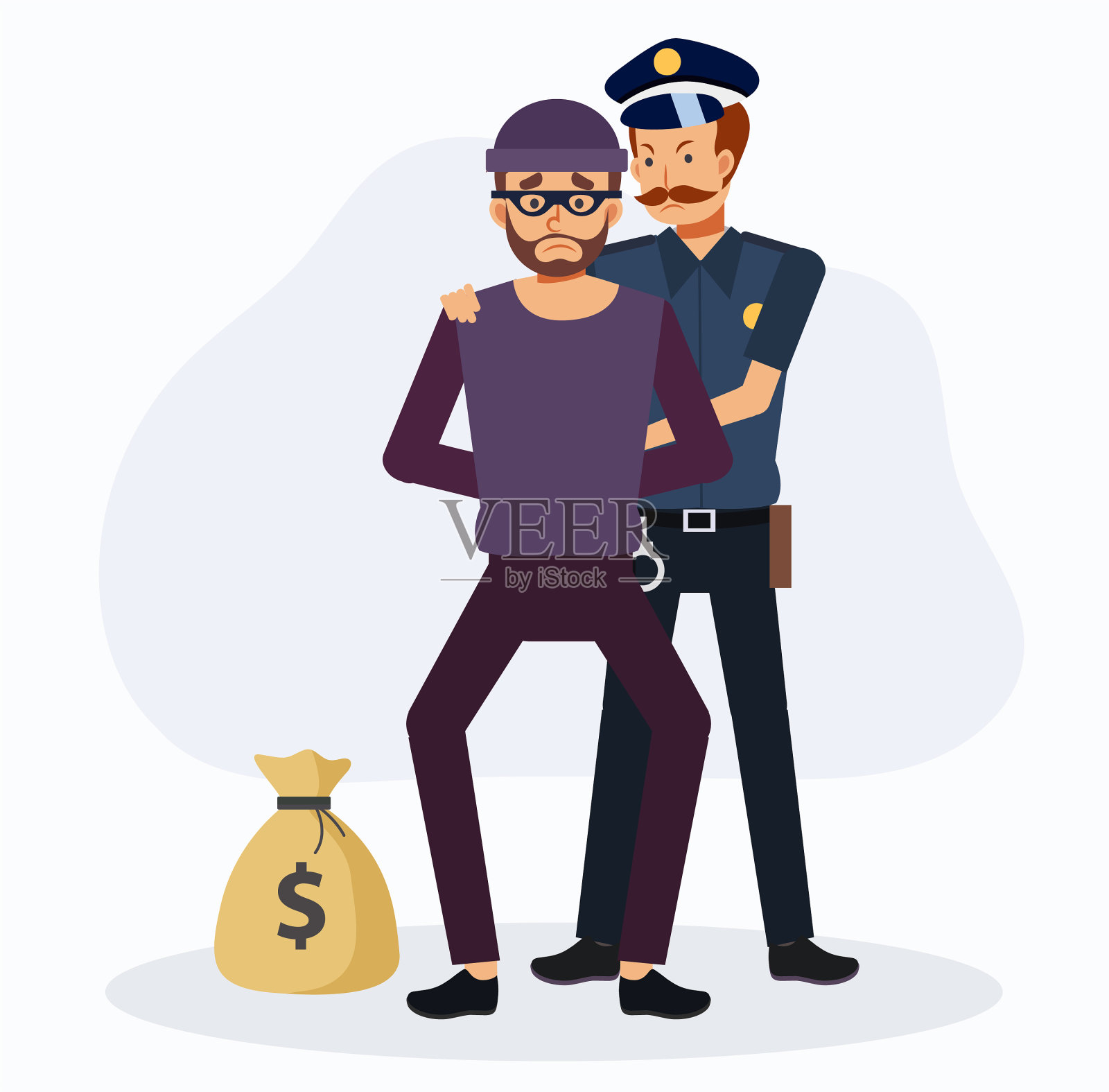 警察逮住了抢劫犯