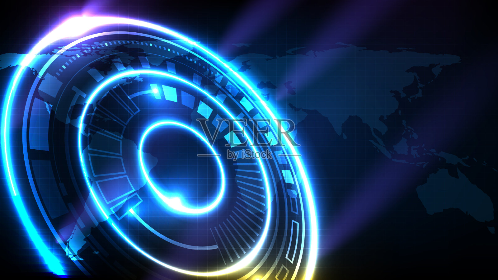 抽象背景的蓝色未来技术hud显示界面插画图片素材