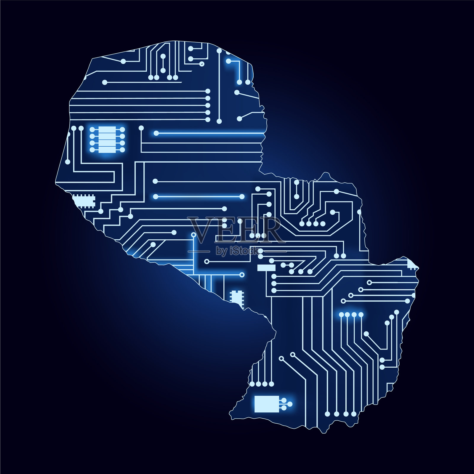 地图巴拉圭与电子线路插画图片素材