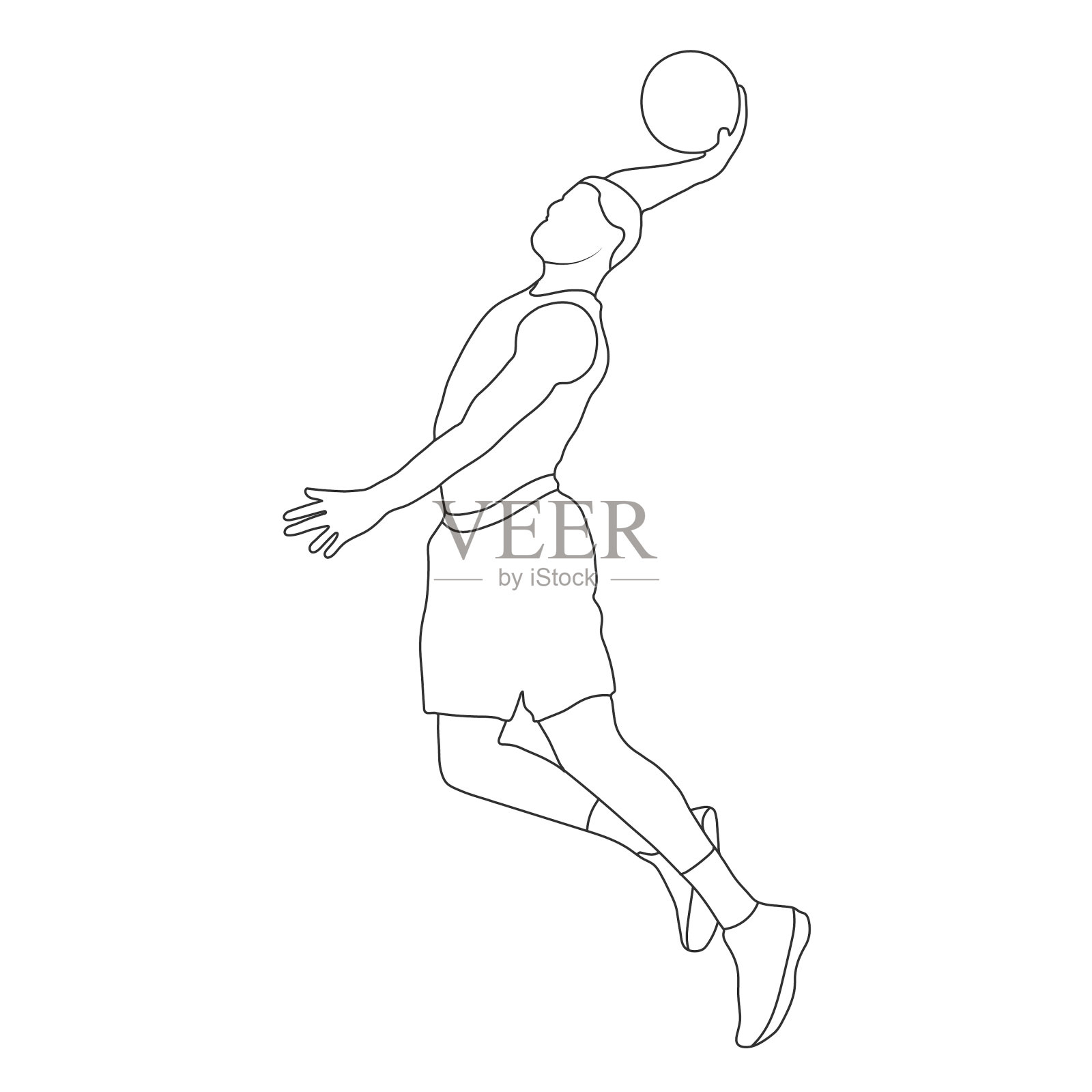 篮球空轮廓剪影设计元素图片