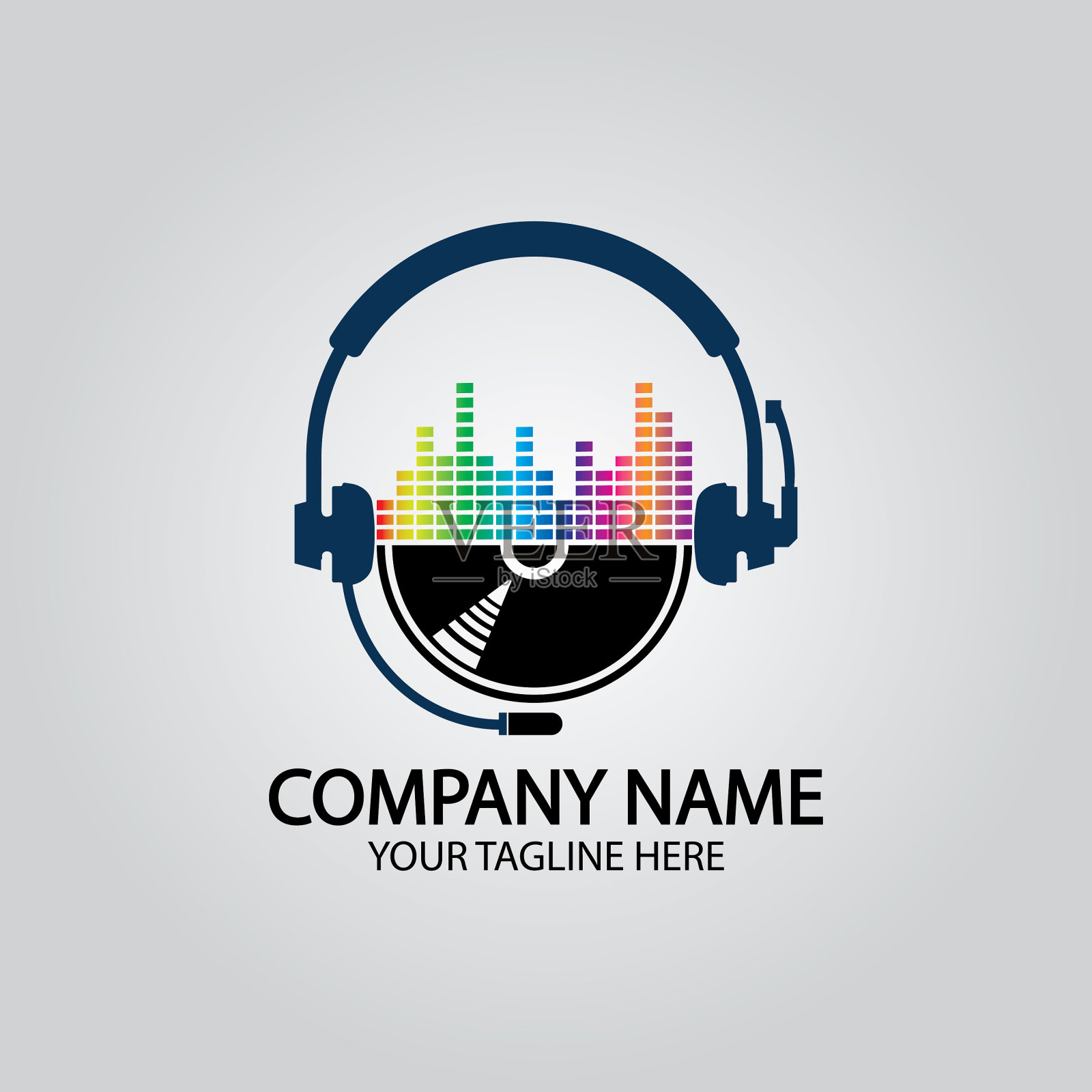 耳机DJ音乐工作室录制声波插画图片素材