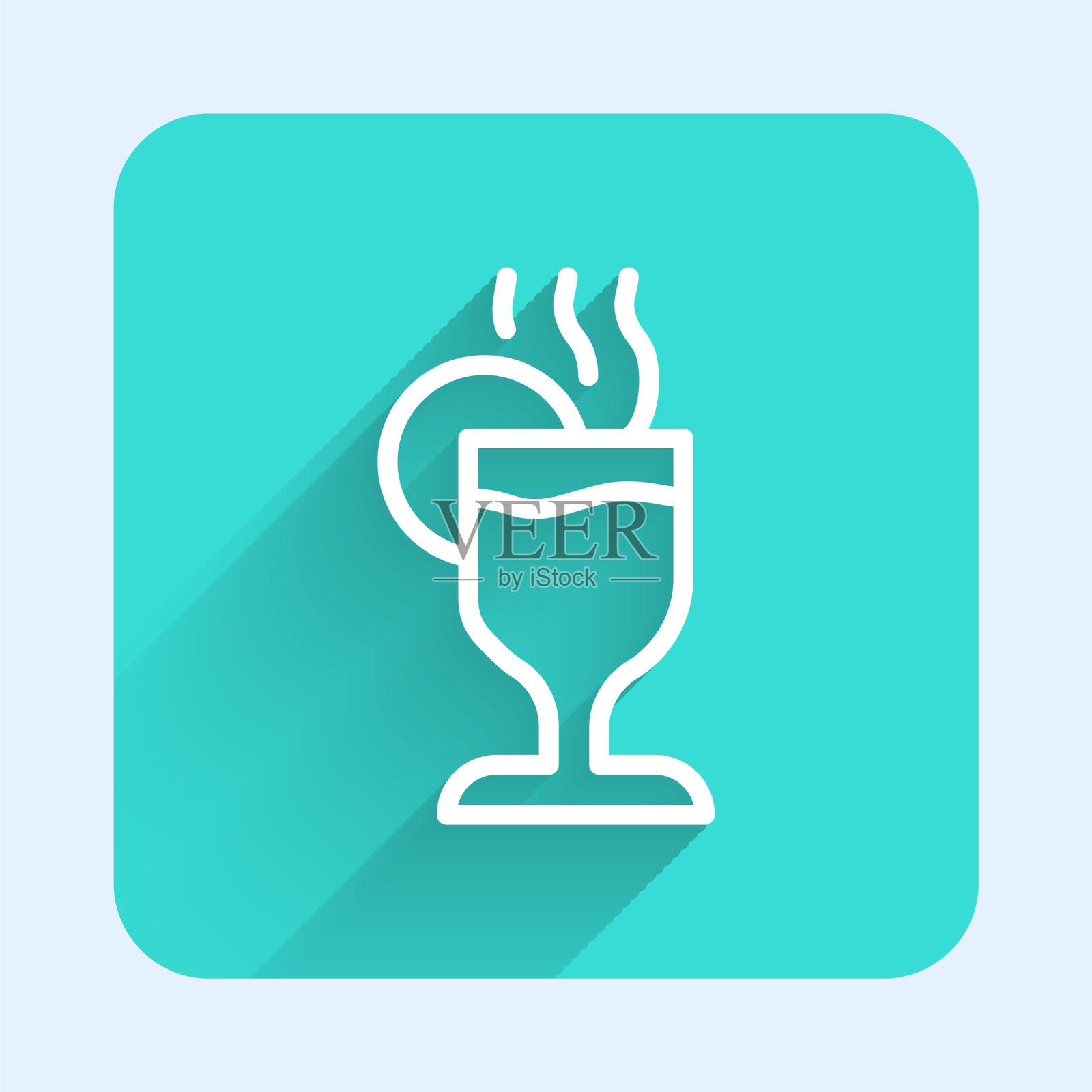 白线热葡萄酒与玻璃饮料插画图片素材