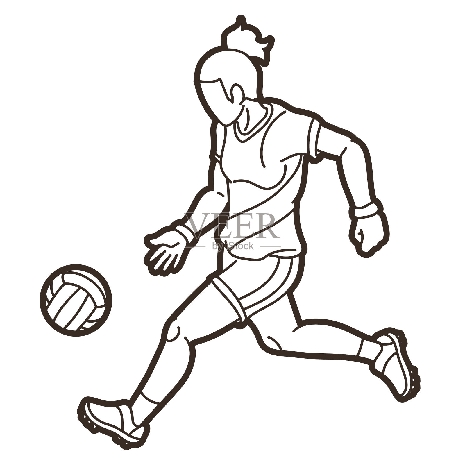 盖尔足球运动女运动员动作卡通设计元素图片