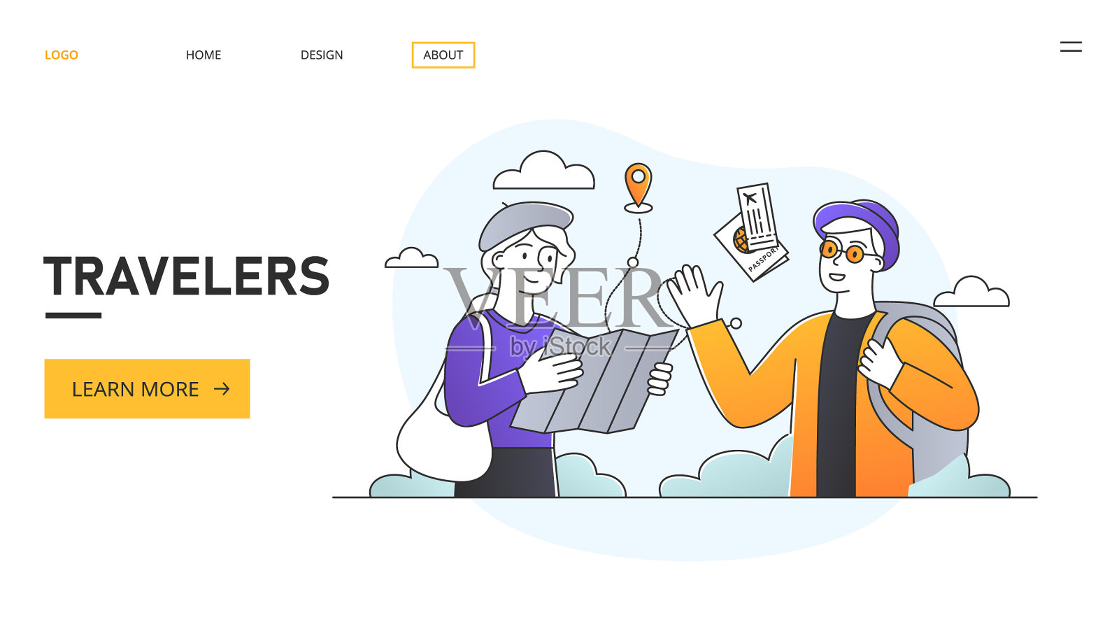 旅行者的肖像去暑假旅行插画图片素材