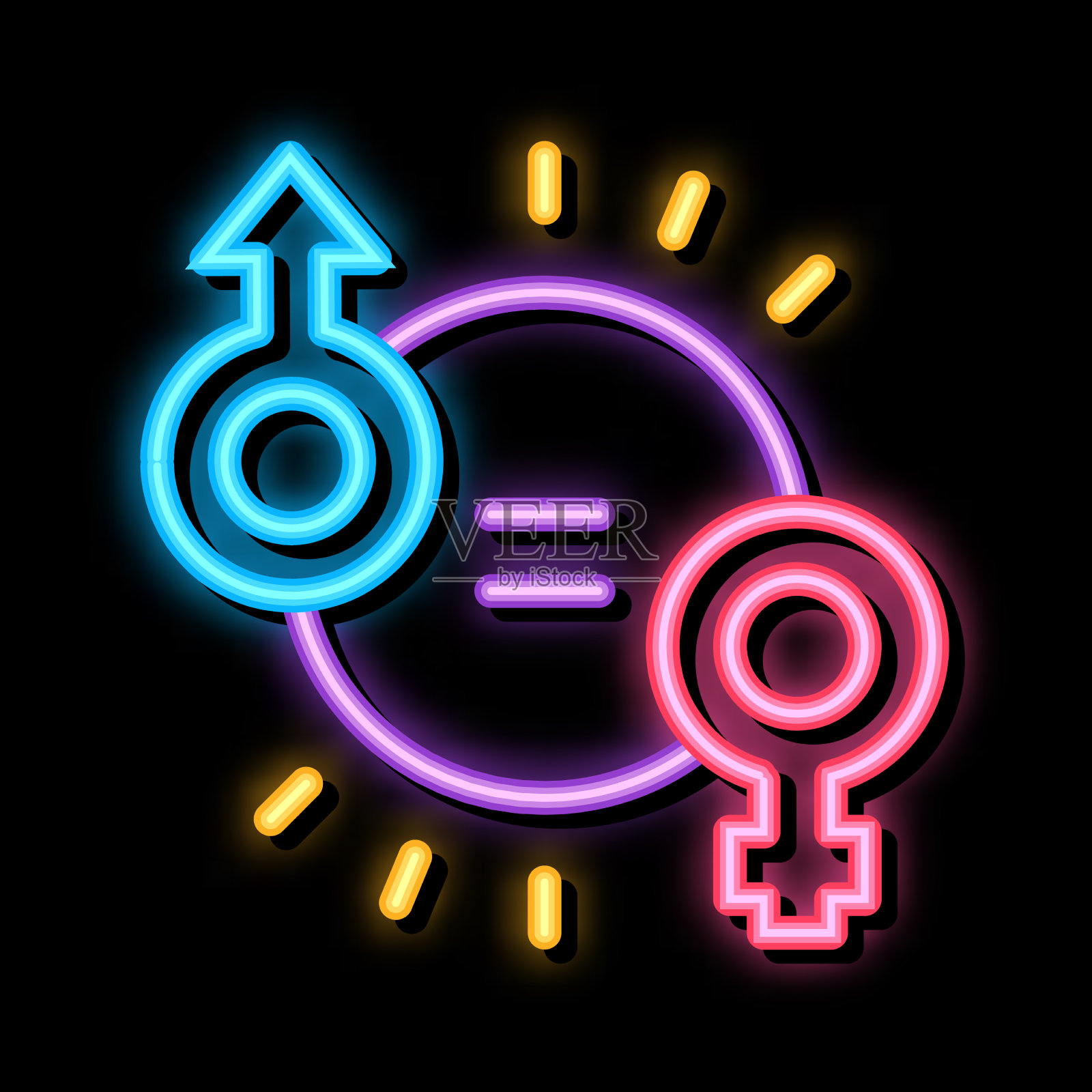 男性标志女性霓虹辉光图标插画图片素材