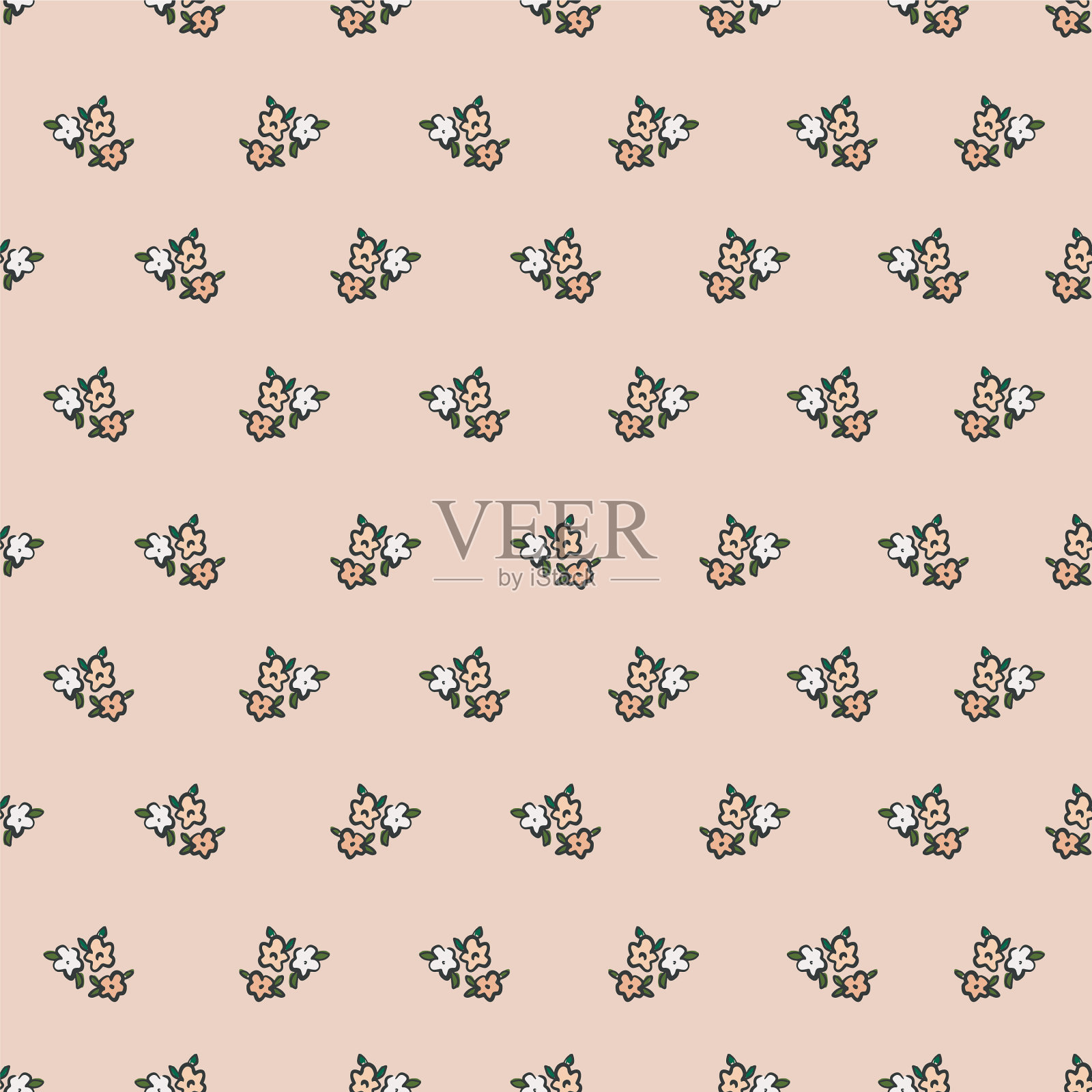 复古小花无缝花纹插画图片素材