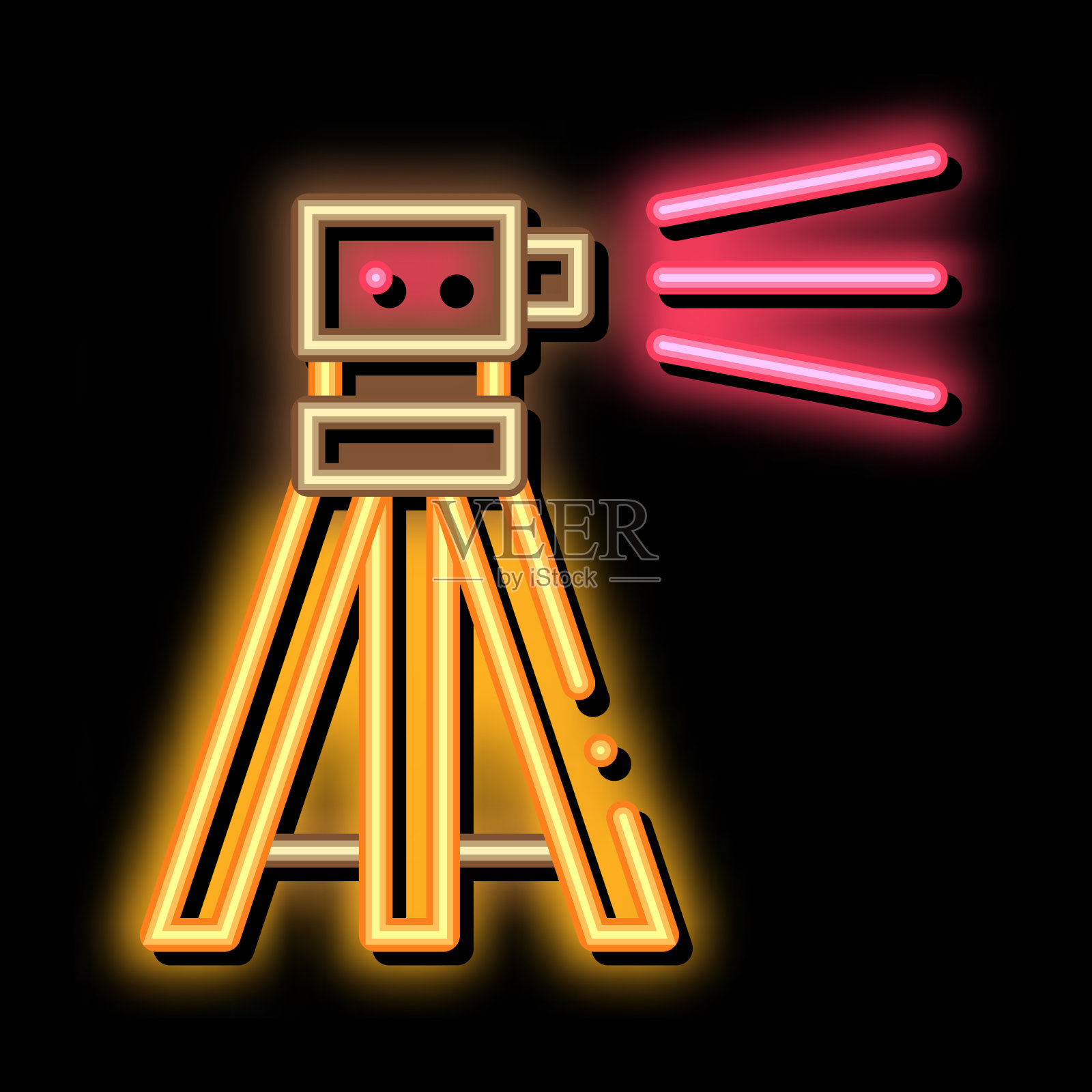 地形测量工具霓虹辉光图标插画图片素材