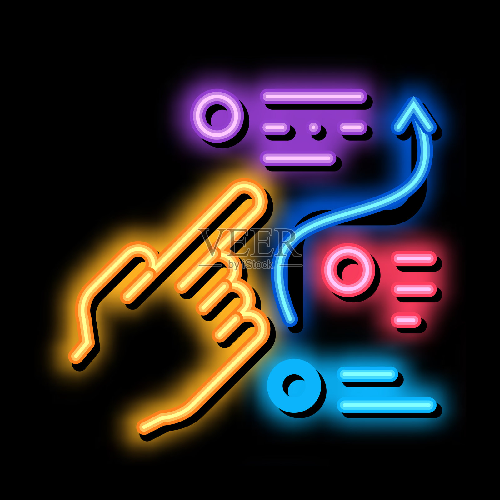 策略方式霓虹灯辉光图标插画图片素材