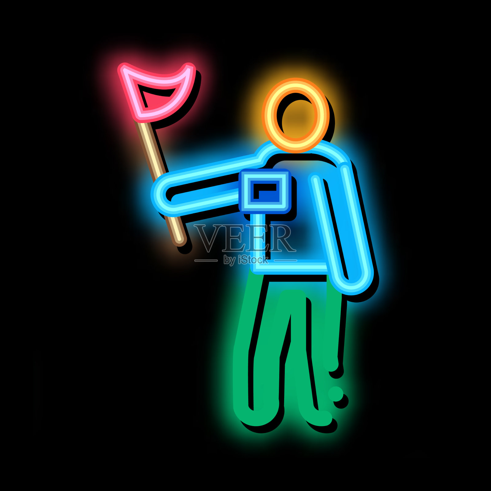 引领游客的霓虹灯图标插画图片素材