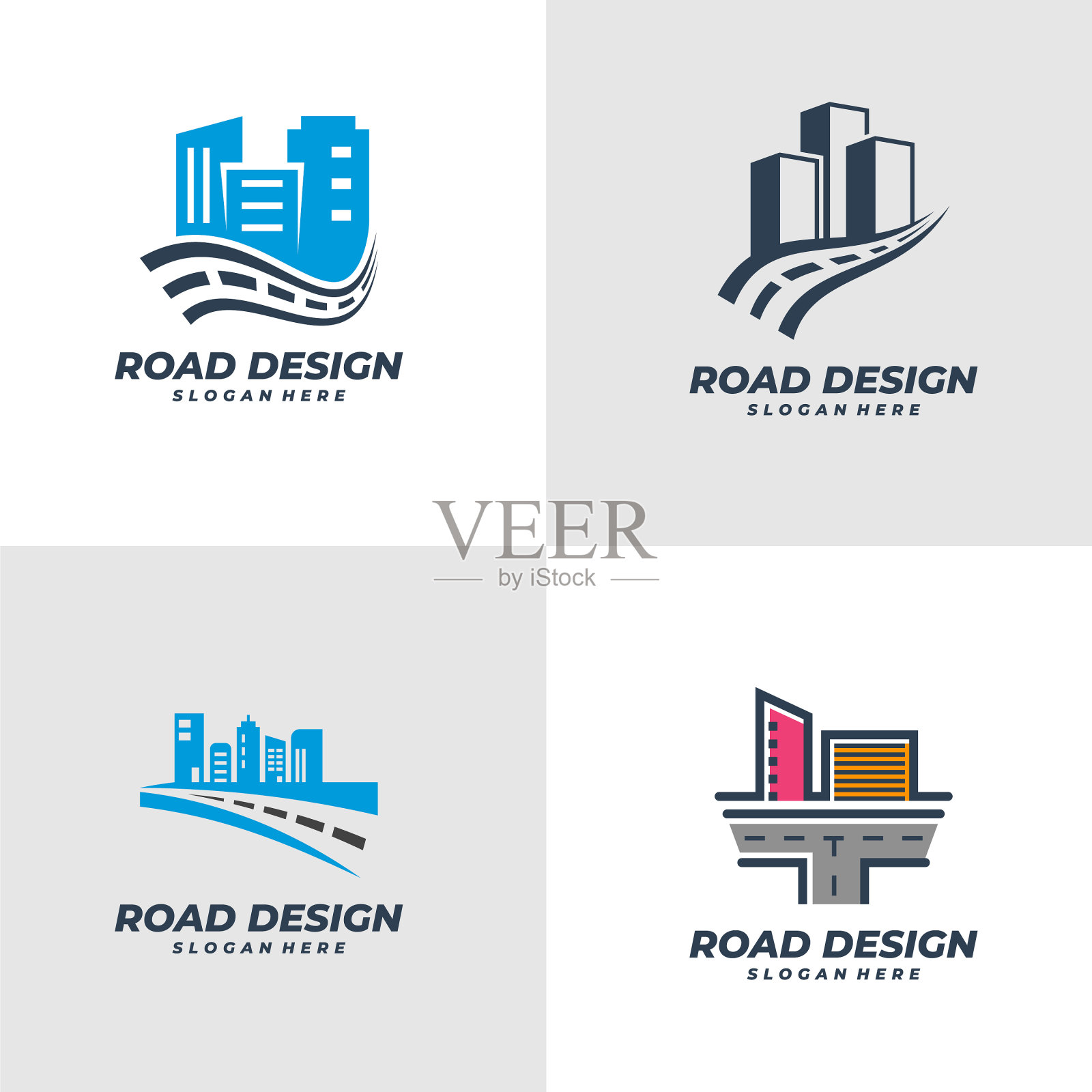 创意道路设置城市标志模板插画图片素材