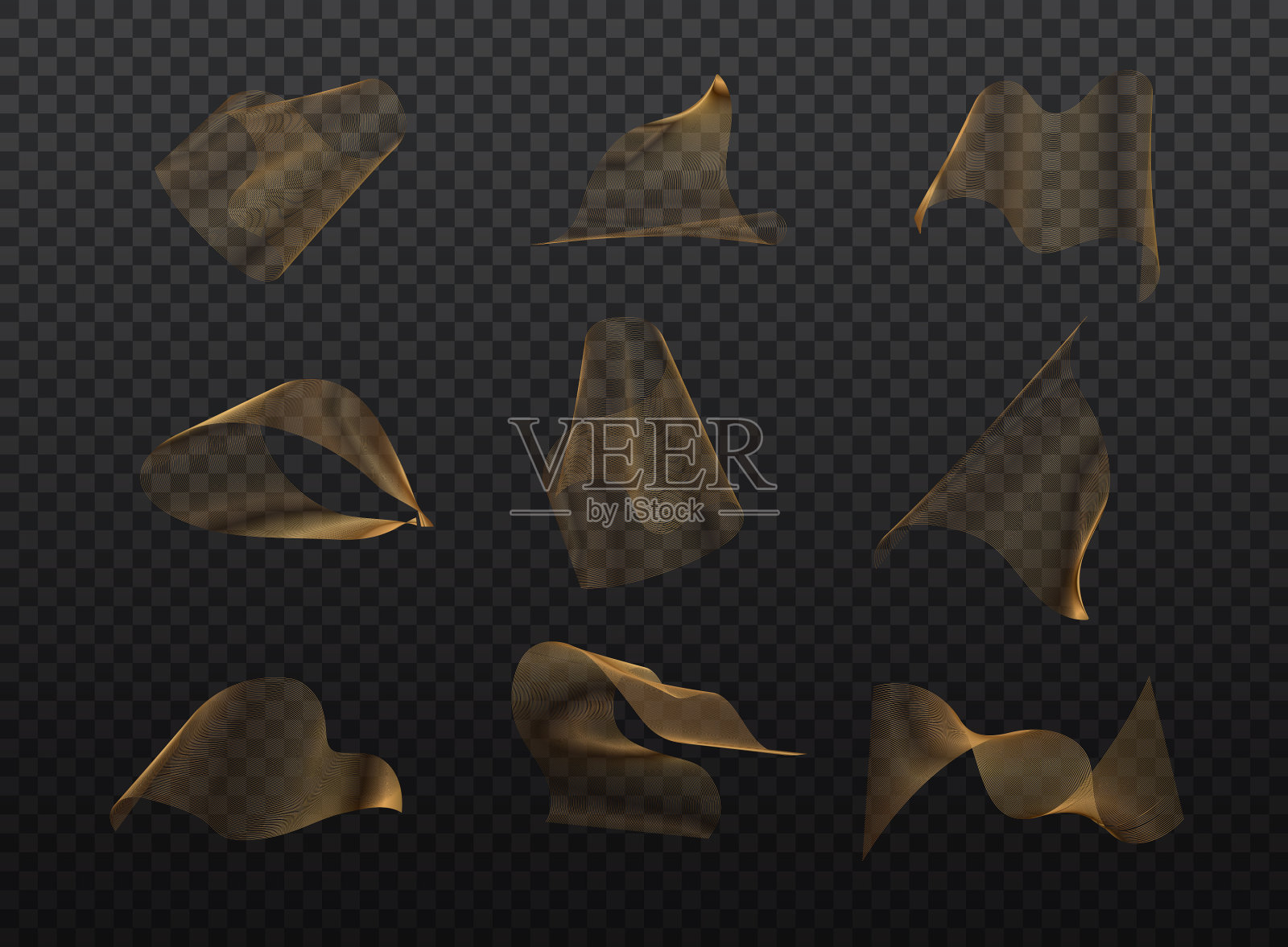 集抽象金波金动人线插画图片素材