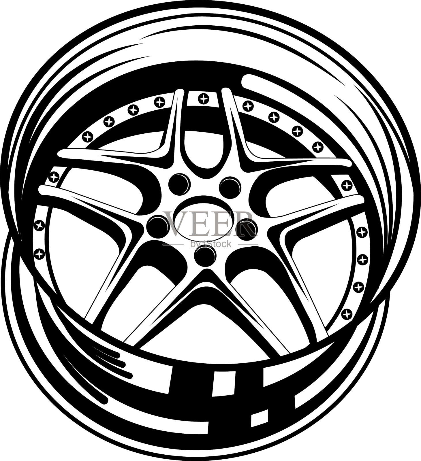 孤立的单色汽车轮辋形象设计元素图片