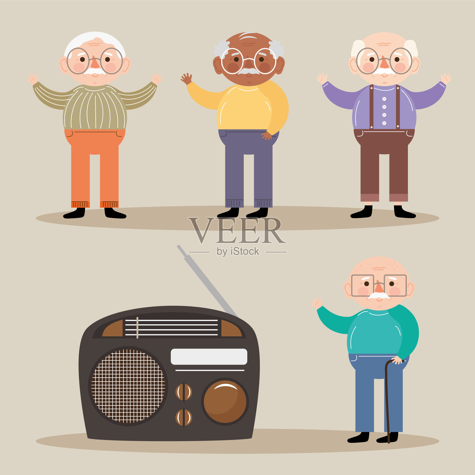 老男人的角色插画图片素材