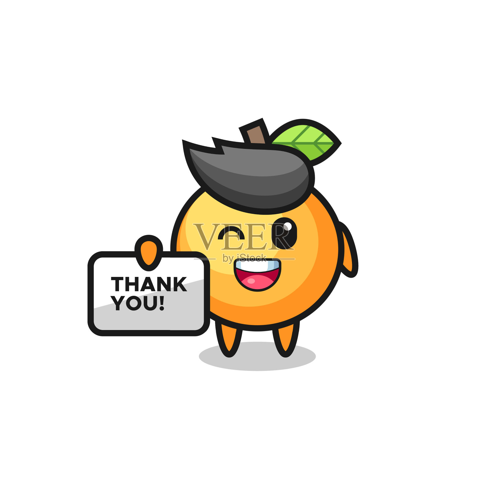 吉祥物桔子水果举着横幅插画图片素材