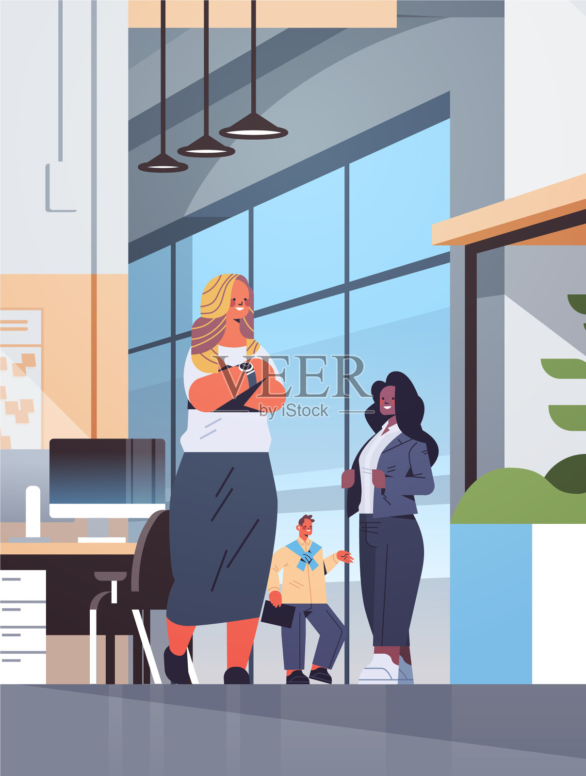 商务人士在会议中讨论插画图片素材
