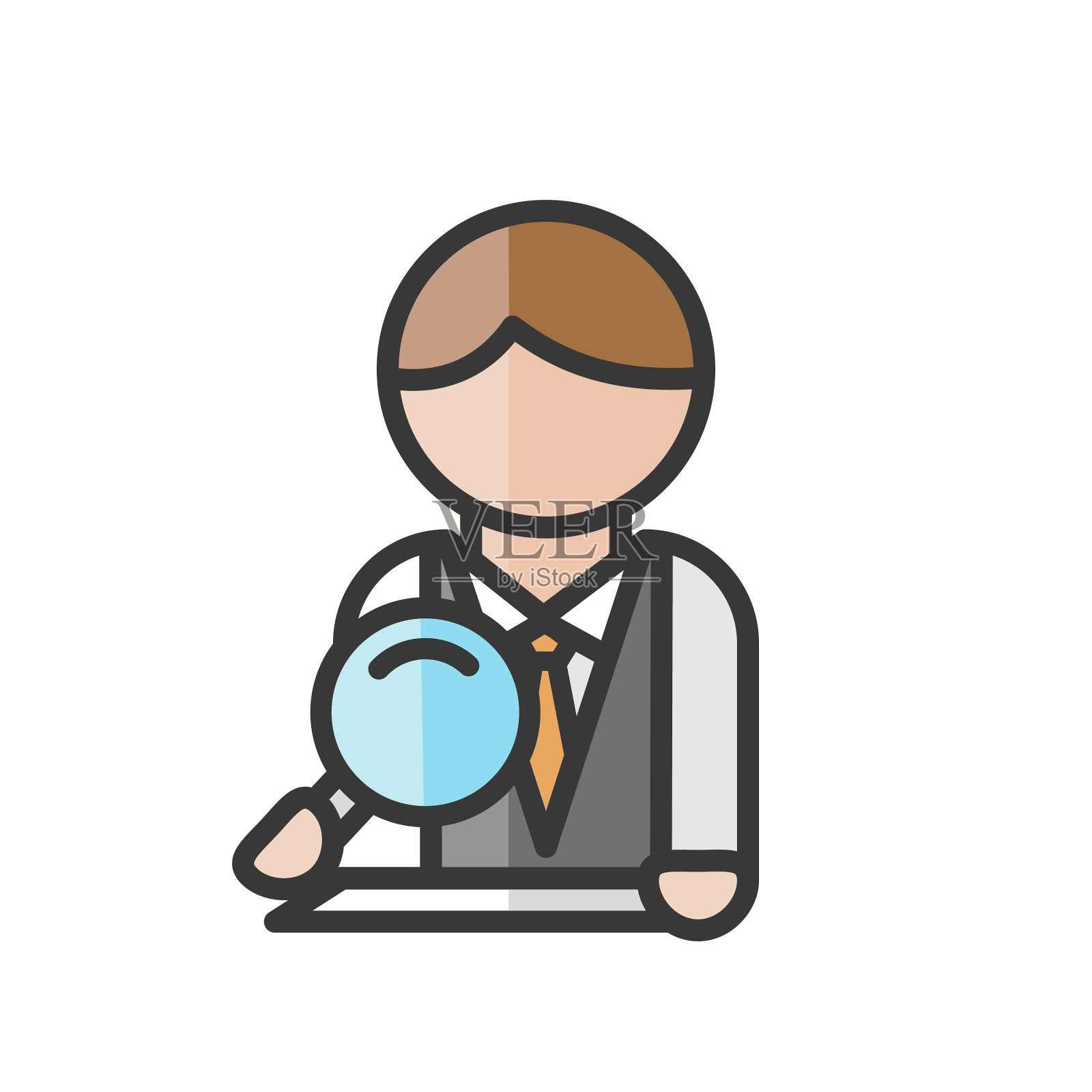 男性分析师阿凡达男性工作经济和插画图片素材