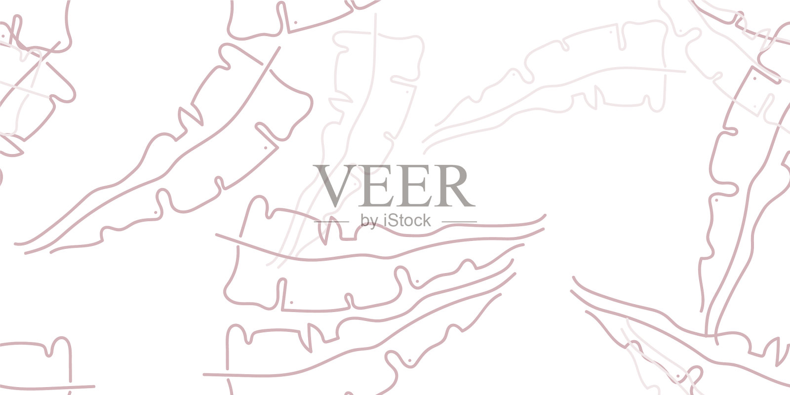 热带叶现代打印粉彩一线画设计元素图片