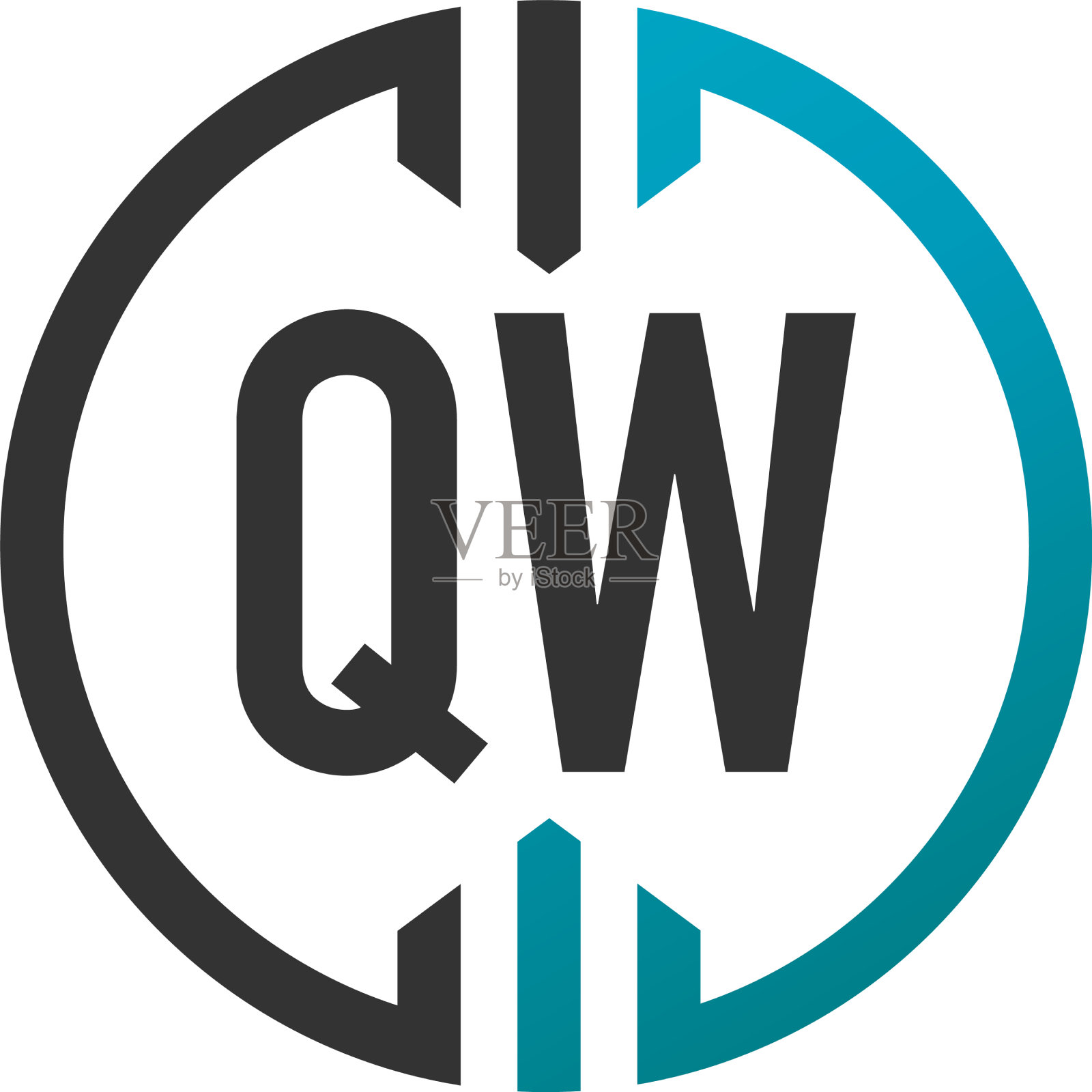 首字母qw圆圈简单创意的标志插画图片素材