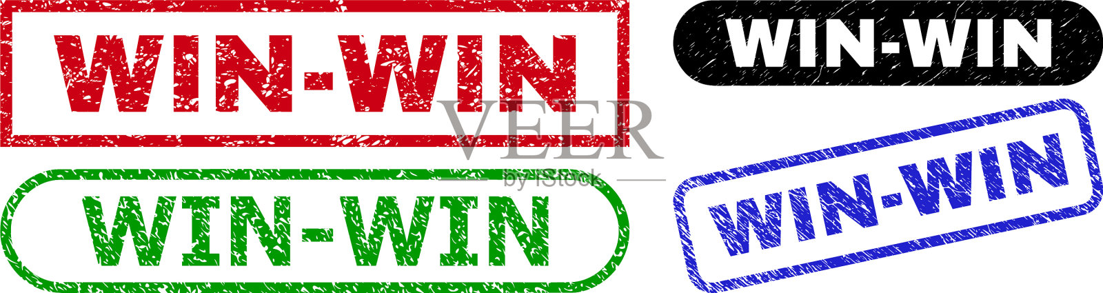 双赢矩形邮票与橡胶表面插画图片素材