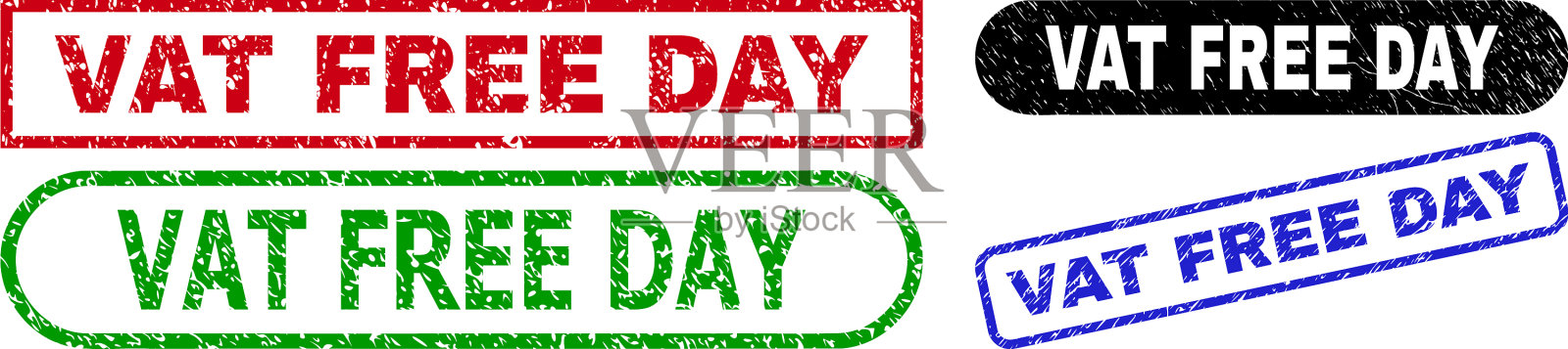 免增值税日长方形印章印章用不洁插画图片素材