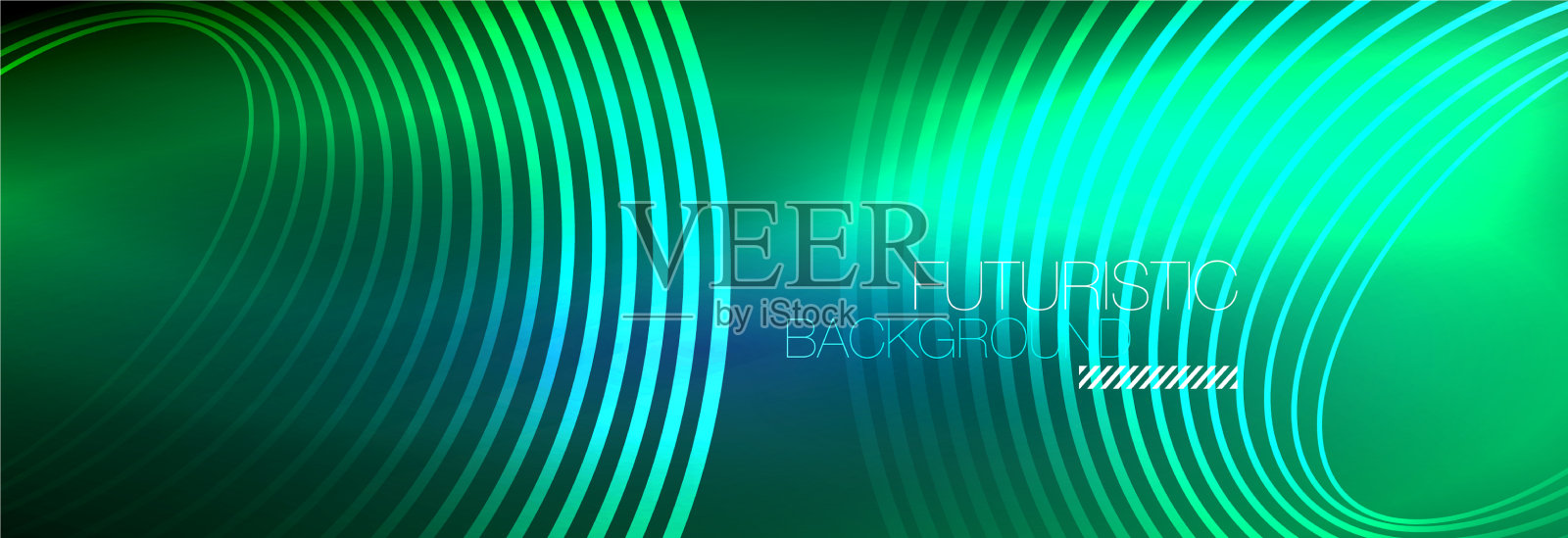 暗抽象背景与发光的霓虹灯圈插画图片素材