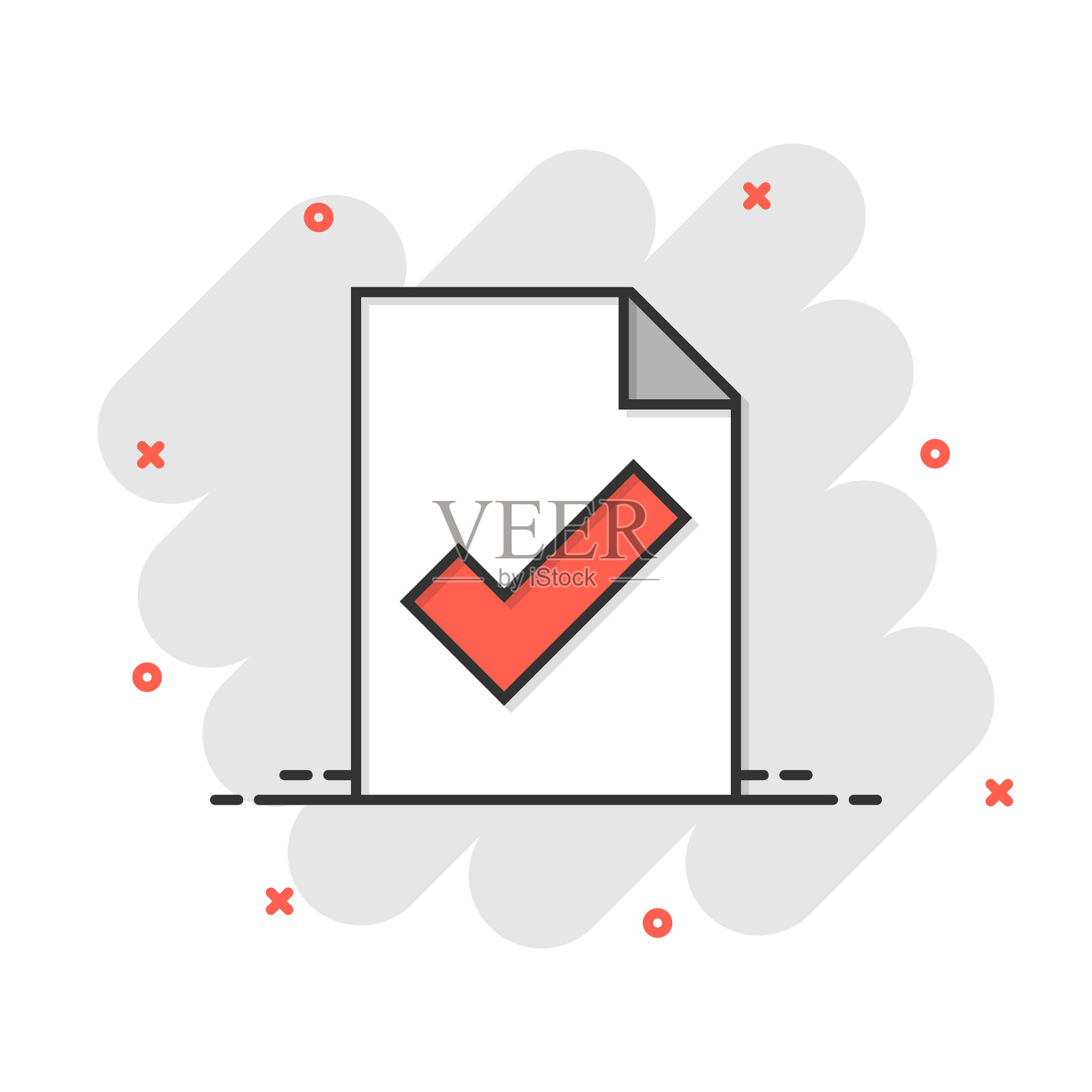 在漫画风格的报告文档清单图标设计元素图片