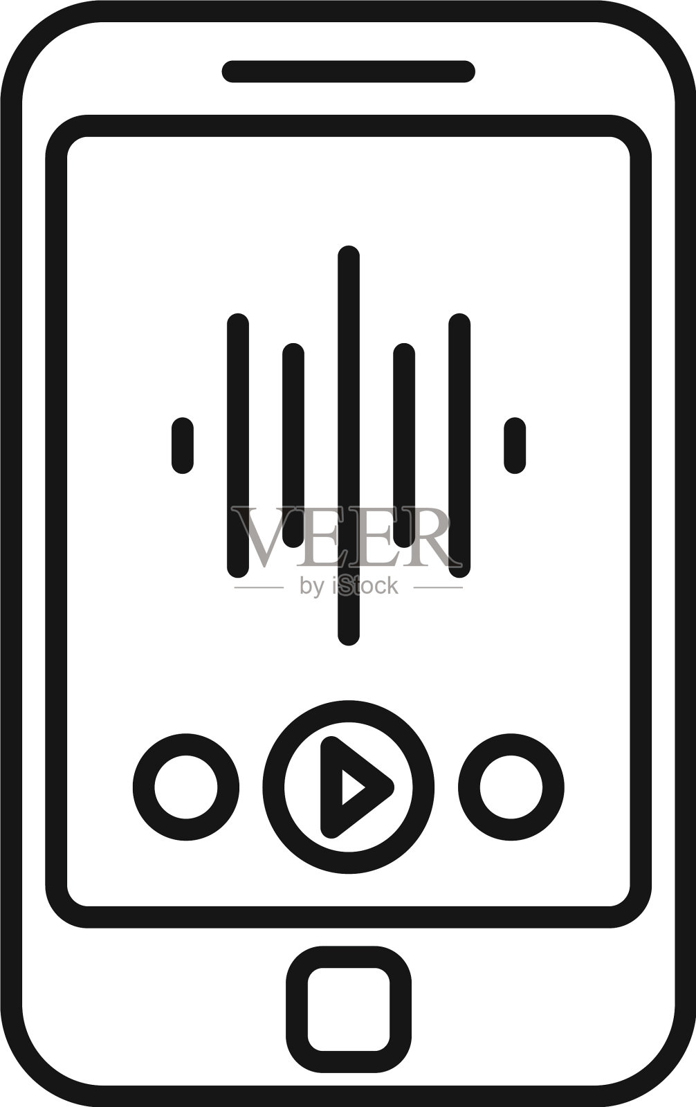 播客手机播放图标大纲风格图标素材