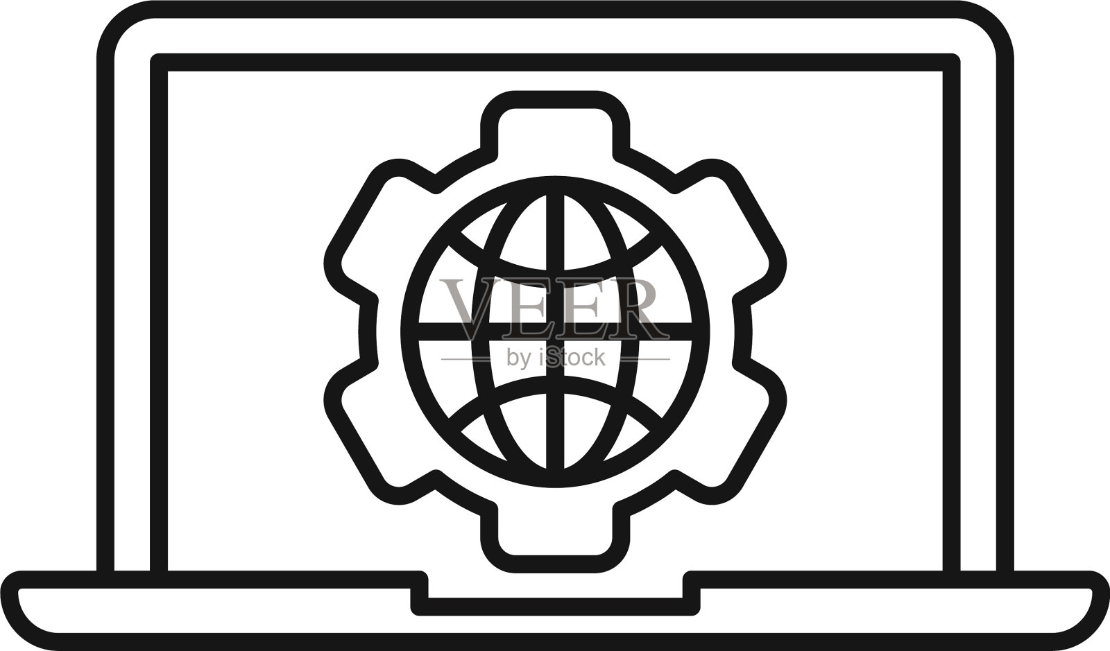 外包笔记本电脑图标轮廓风格图标素材