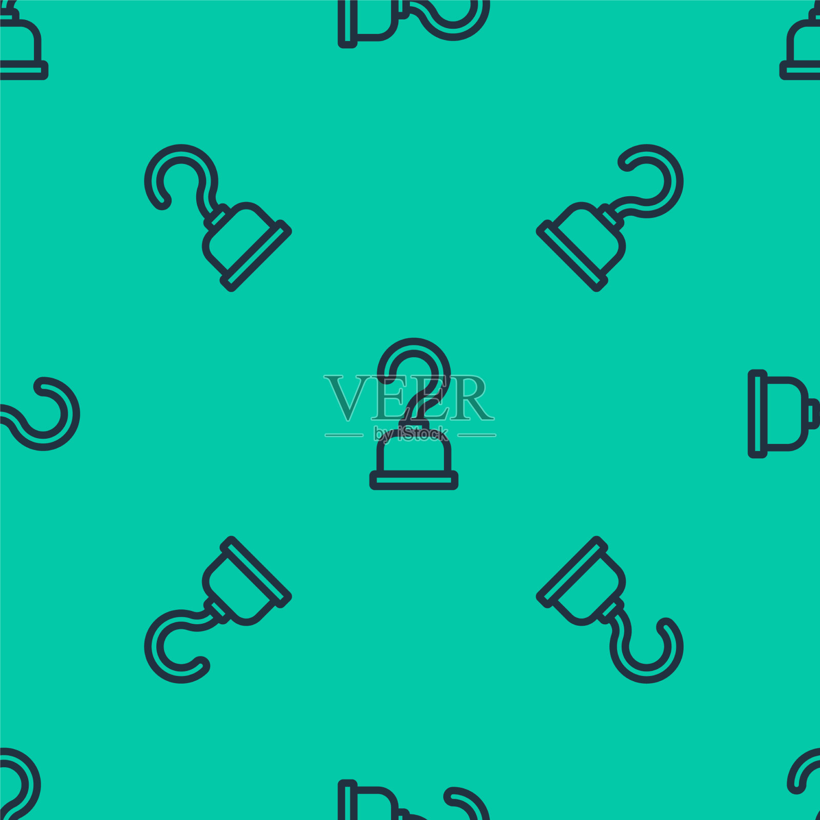 蓝线海盗钩图标隔离无缝插画图片素材