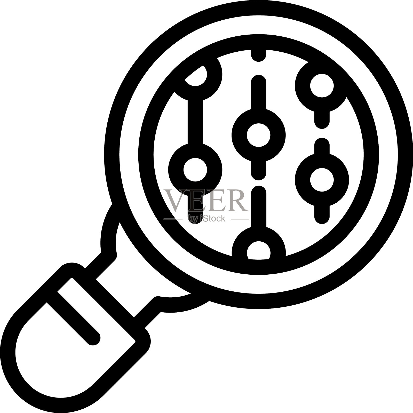 头脑风暴放大镜图标轮廓风格插画图片素材